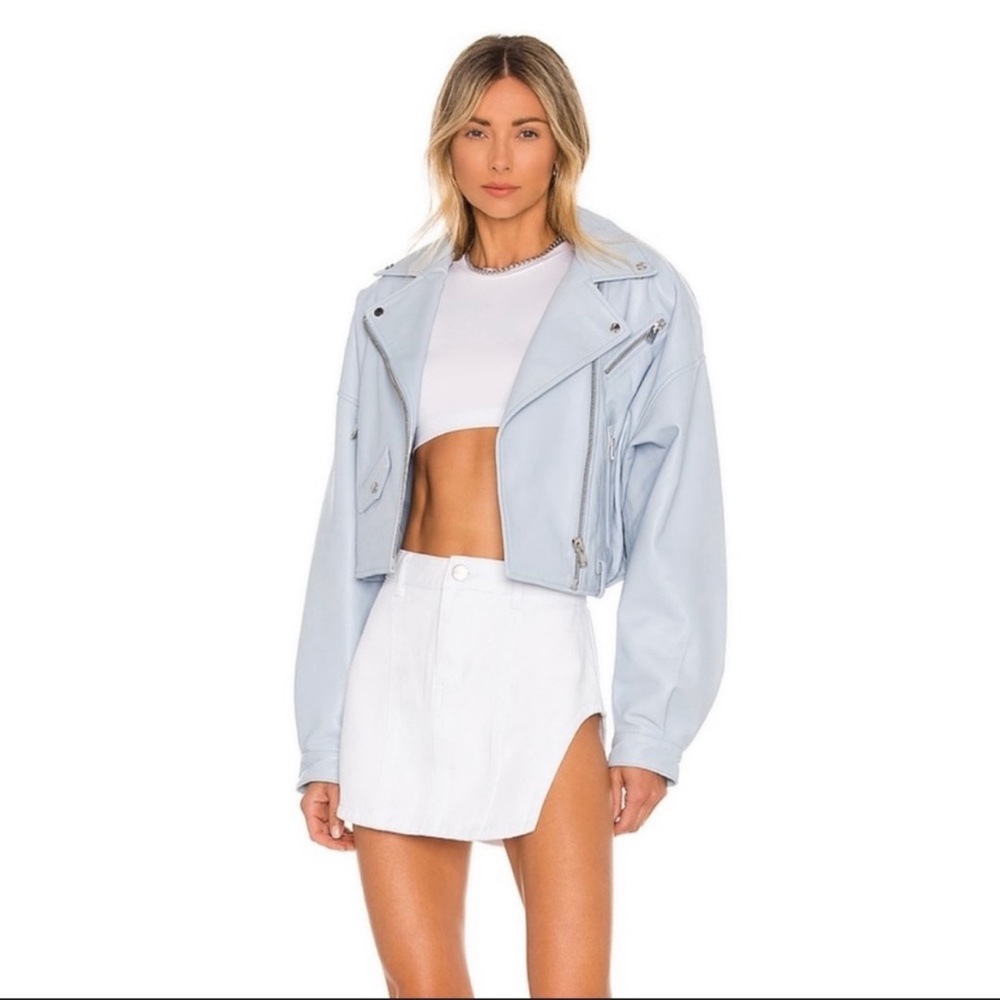 SUPERDOWN Revolve Abby Side Slit White Denim Micro Mini Skirt Medium